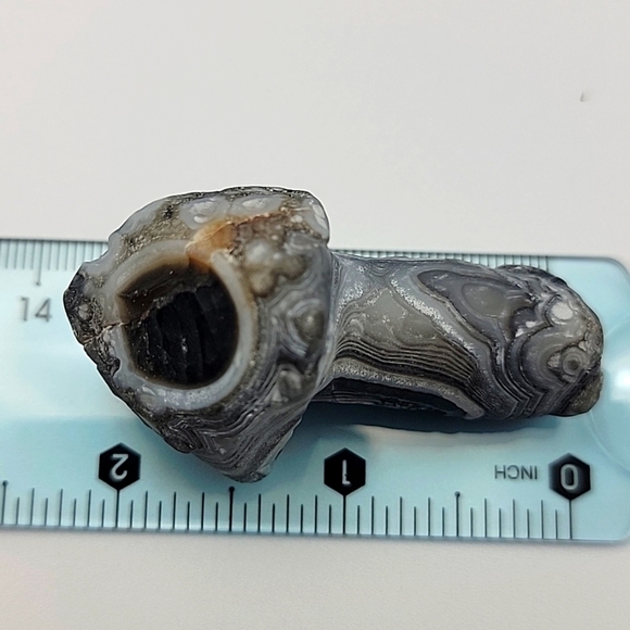 40G RARE Natural Blue Gobi Agate Eye Gemstone Hand Carved Mushroom Madagascar - Picture 13 of 13